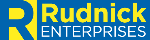 Rudnick Enterprises Logo in blue and yellow
