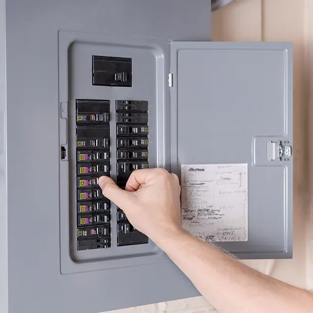 Person operating circuit breaker panel